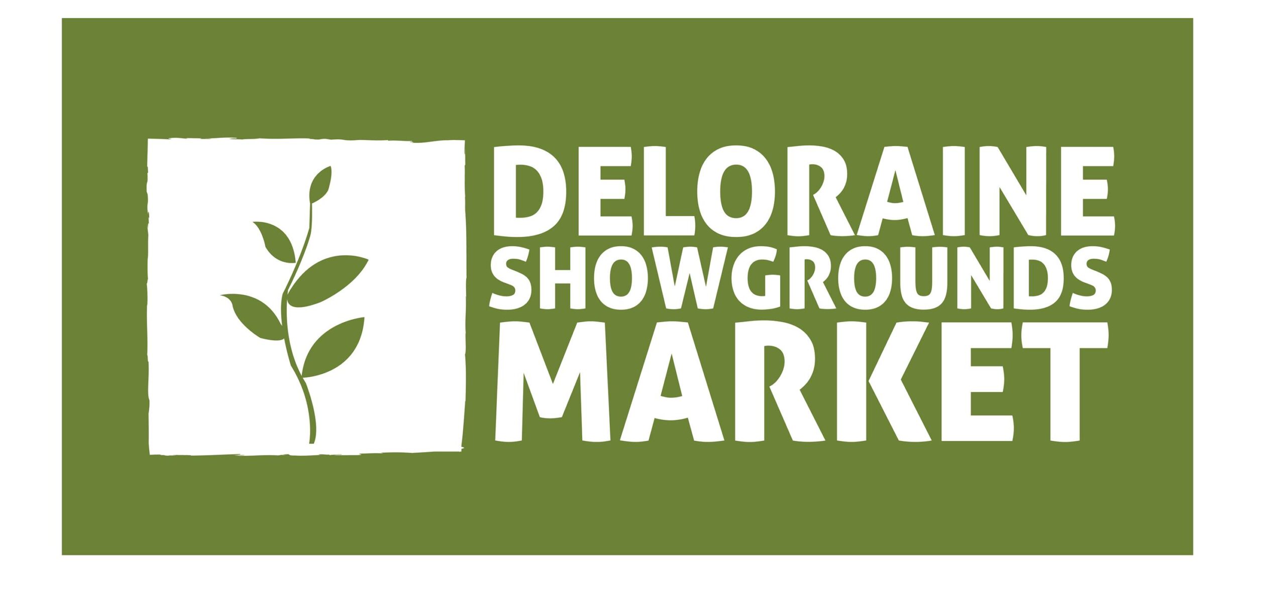 deloraine market logo green background with white words