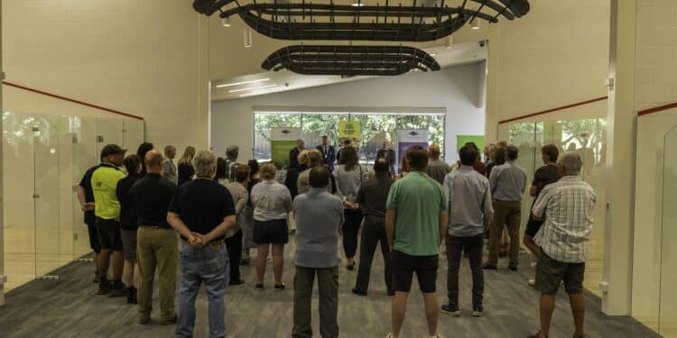 wide view of deloraine squash club officially being opened