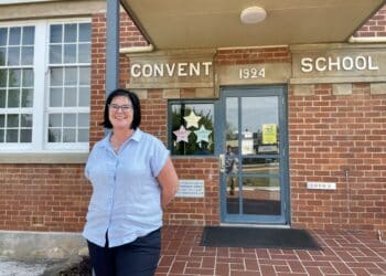 Our Lady of Mercy principal Mary Bennett outside the school.