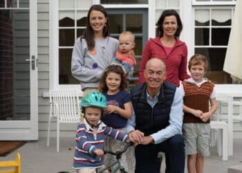 Guy Barnett with his family including four grandchildren.
