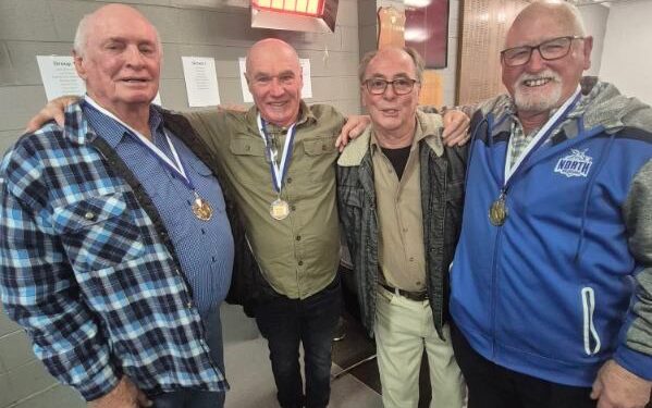 Deloraine Football Club. A Deloraine Football Club reunion photo: (L-R) Gerald Wyatt, Kevin House, Rodney Underlin and Peter Ashdown.