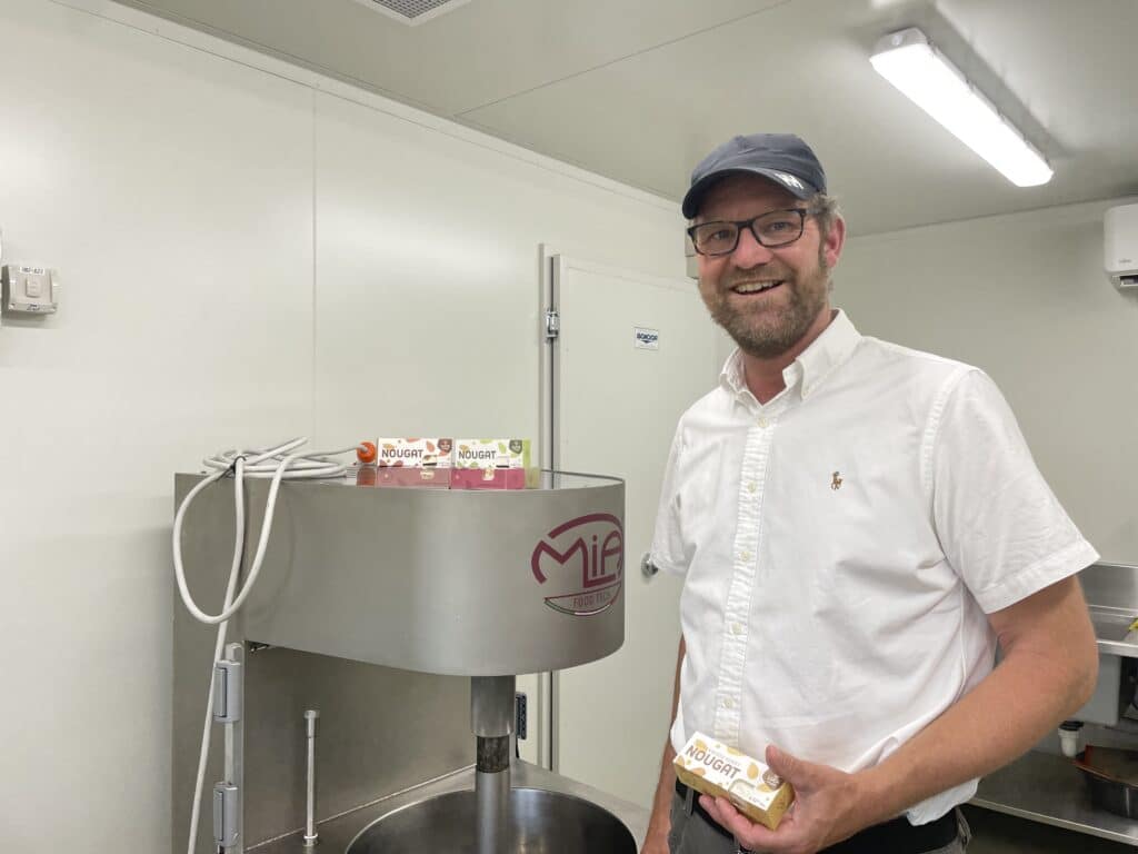 Remmo Beerepoot - founder of Luca Nougat inside his commercial kitchen in Westbury.