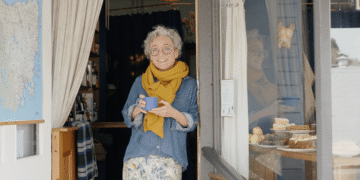 Love Lucy Boots - Lucy Fleming standing in the hallway of the shop in Westbury.