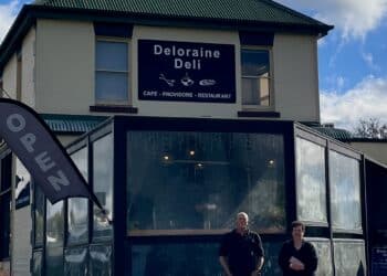Barb and Grant outside Deloraine Deli